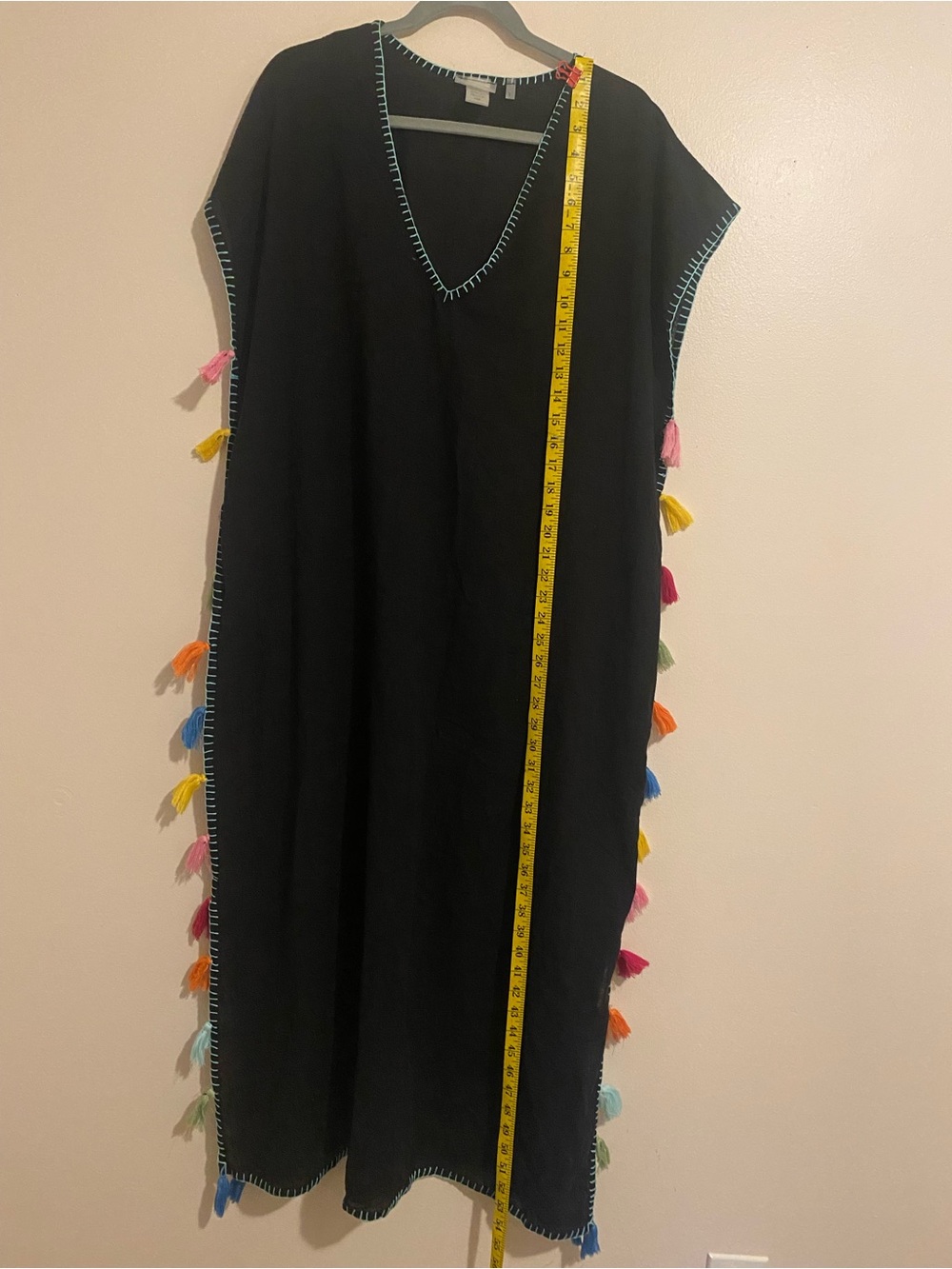 Bleu Rod Beattie Black Caftan with Light Blue Trim - Picture 3 of 6